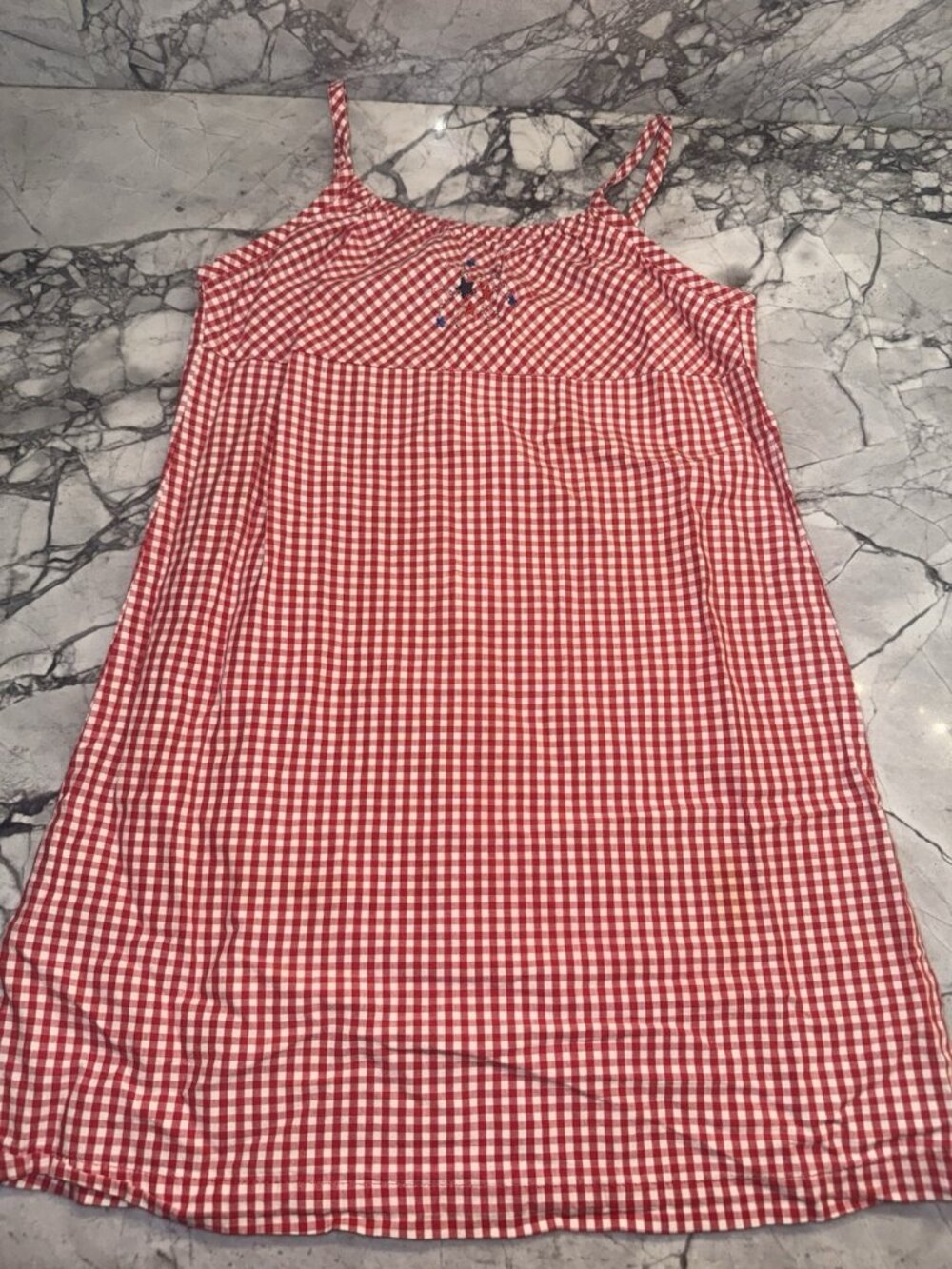 VTG Oshkosh Size 5 Red Gingham Spaghetti Strap Dress Americana 90s